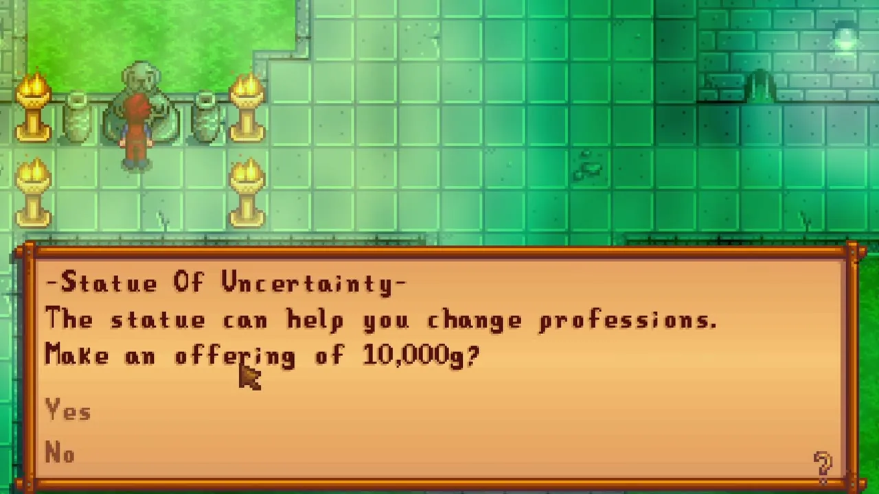 Stardew Valley: The Statue of Uncertainty's profession-change dialogue