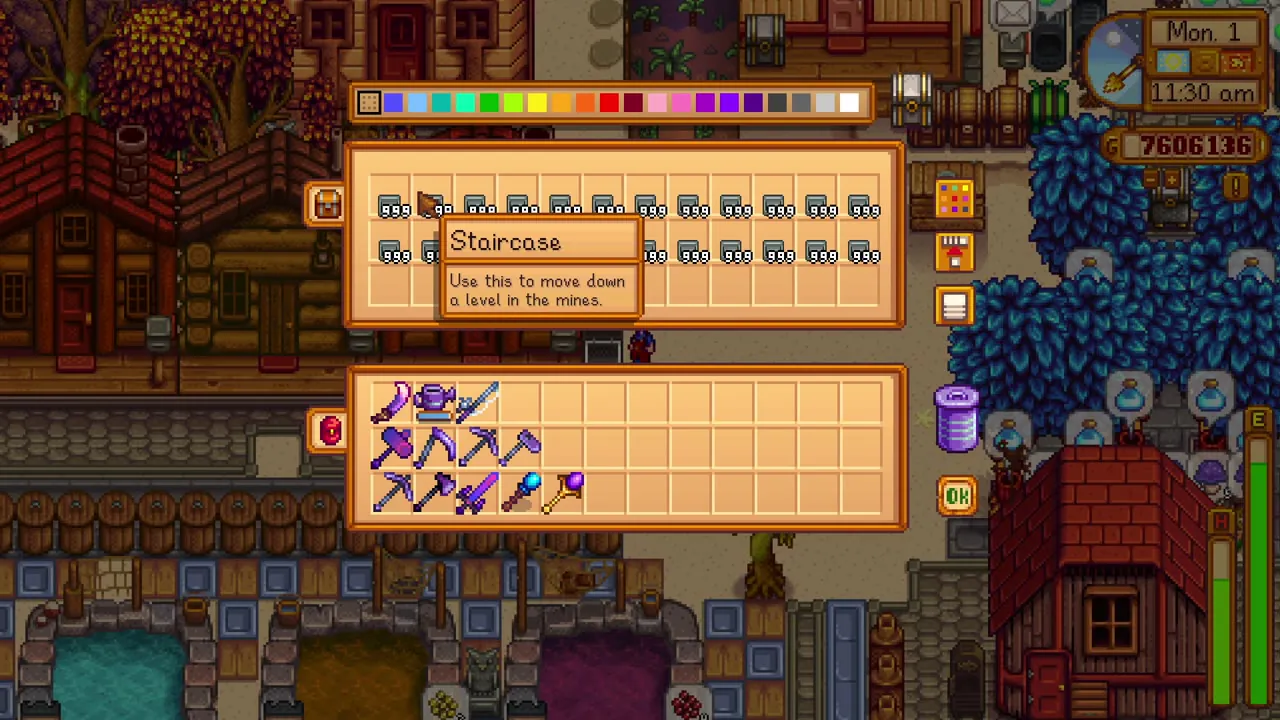 Stardew Valley: Staircases stored in a dedicated supply chest