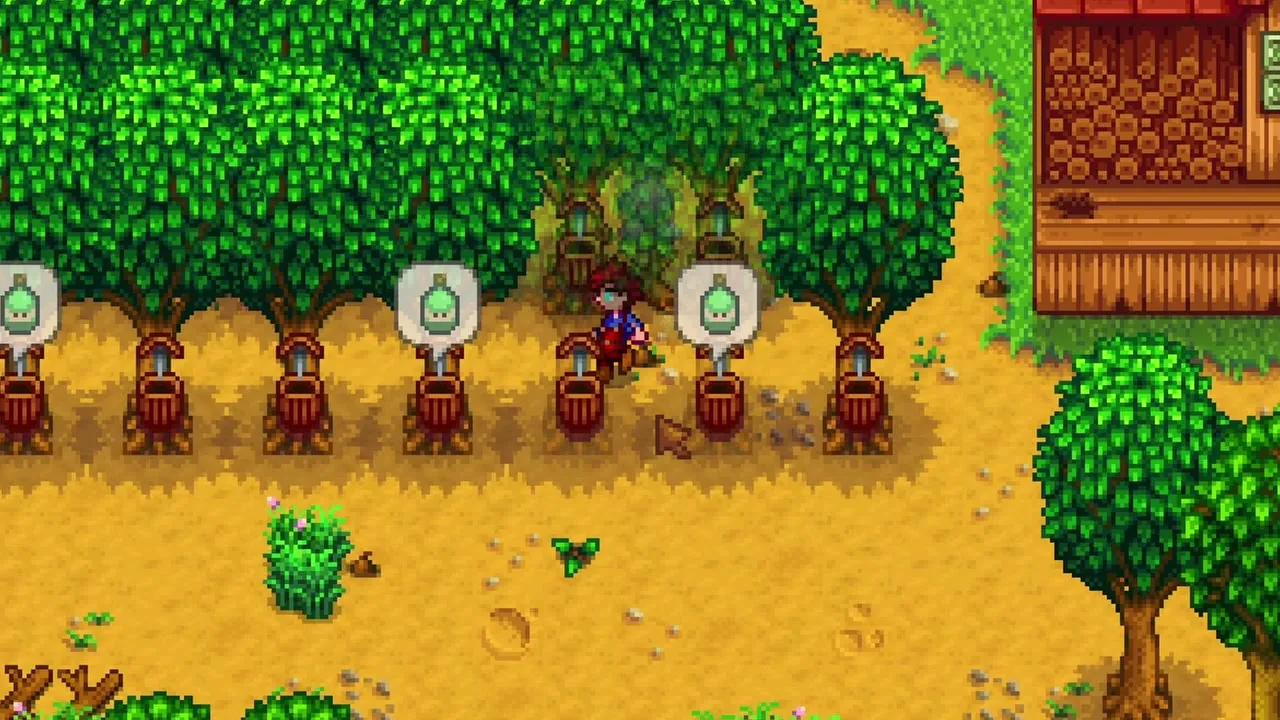 Stardew Valley: Oak Resin ready on tapped trees