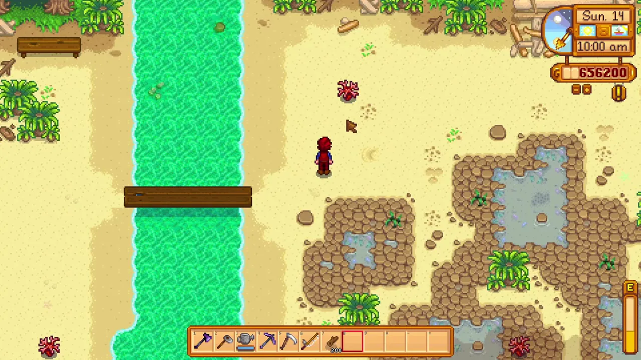Stardew Valley: Foraging in the beach's eastern tide pools