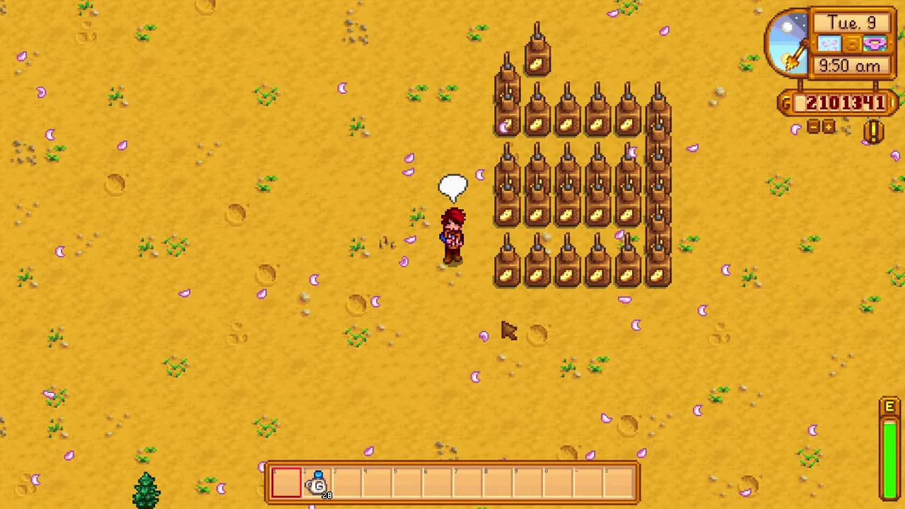 Stardew Valley: Cheese Presses arranged on the farm