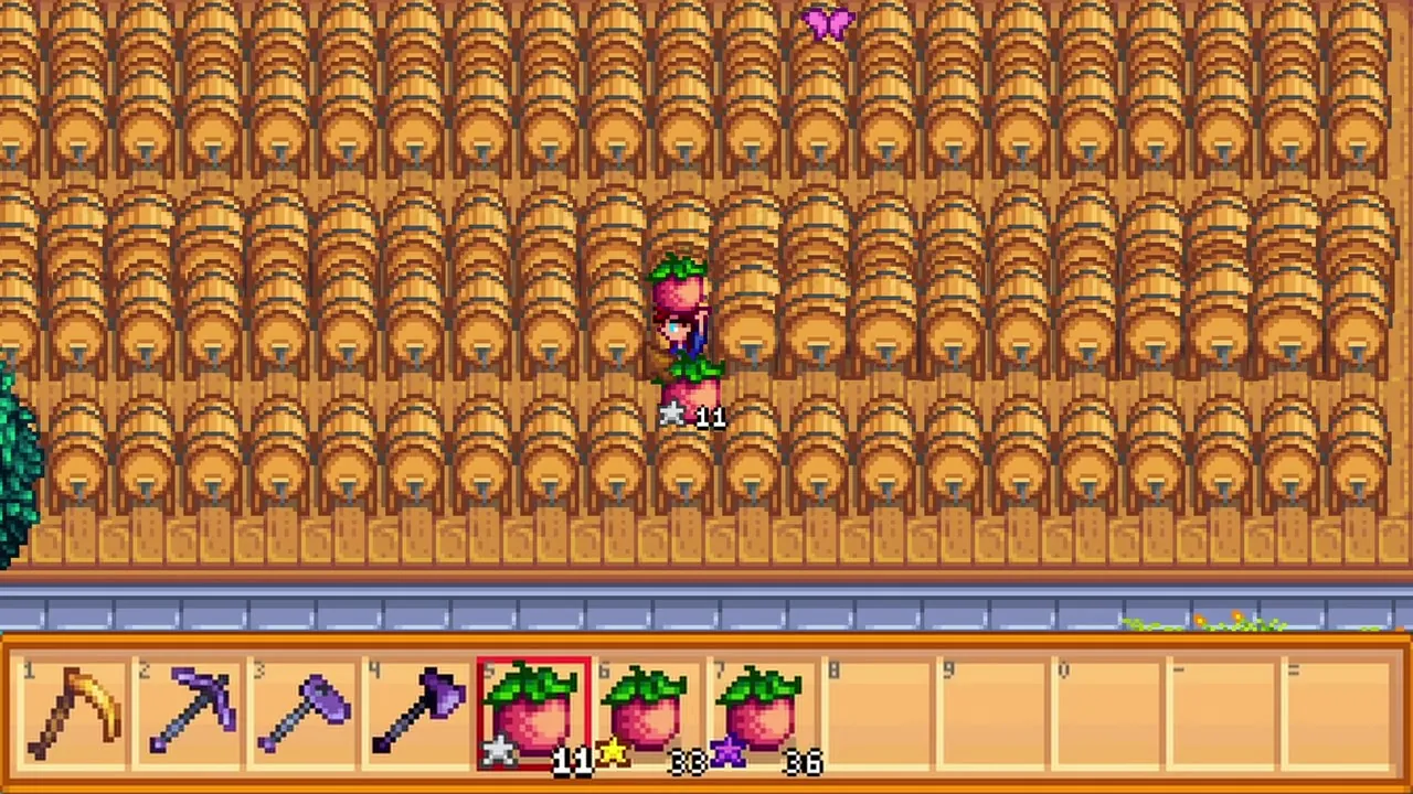 Stardew Valley: Kegs filling a production shed