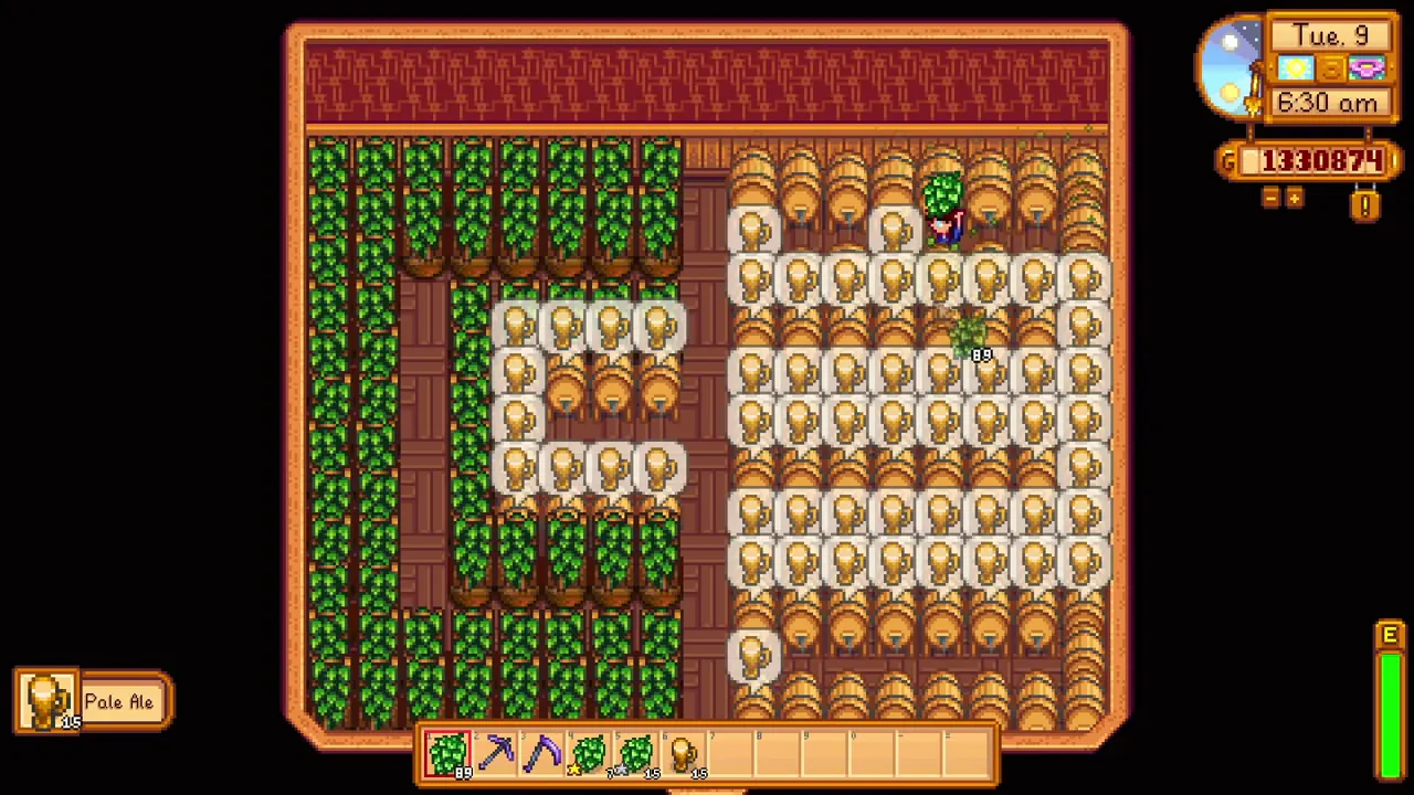 Stardew Valley: Hops and Pale Ale production inside a shed