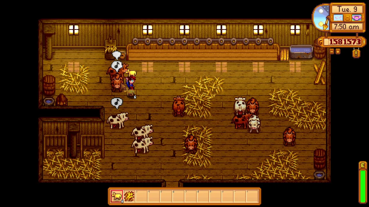 Stardew Valley: Caring for animals inside a barn